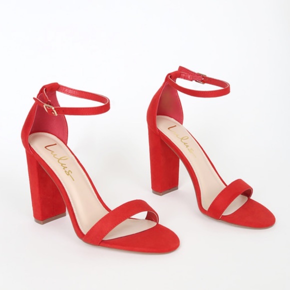 Lulus Taylor Red Suede Ankle Strap Heels - Picture 2 of 4